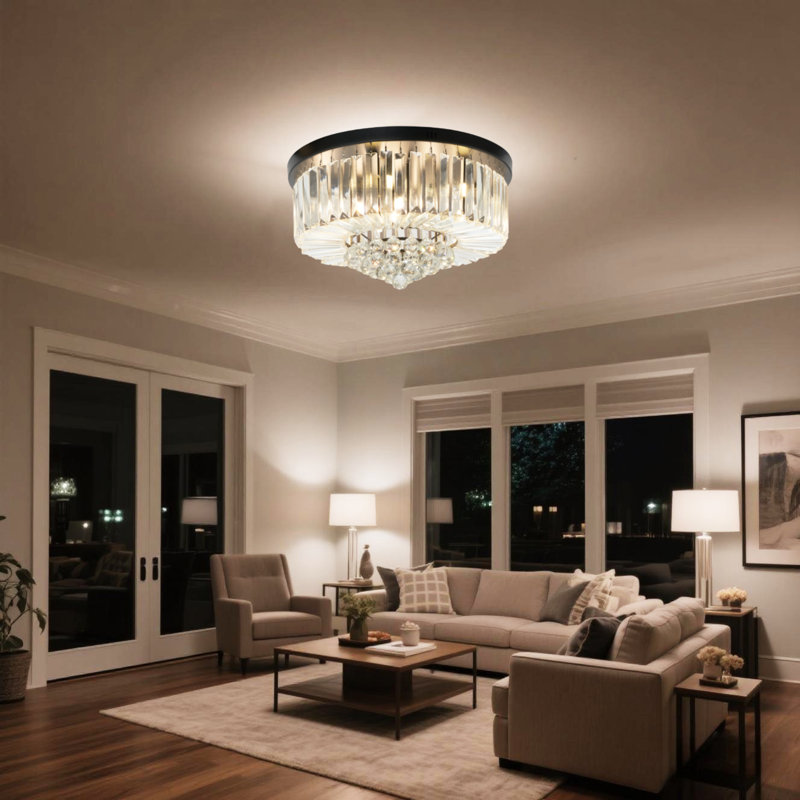 Ceiling Light Fixture - 23.6 Inch Round Cake Crystal Ceiling Light - High Quality K9 Crystal/e12 Base/no Light Source/wall Control