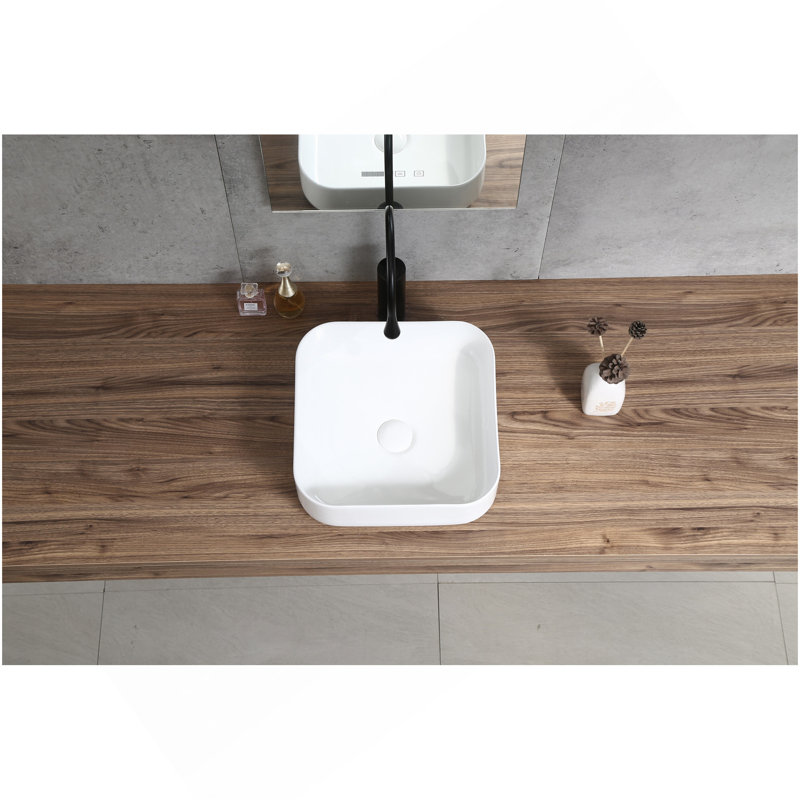 Lavabo de comptoir carré à finition carrée (finition blanche) d'Uswa Certifié CUPC