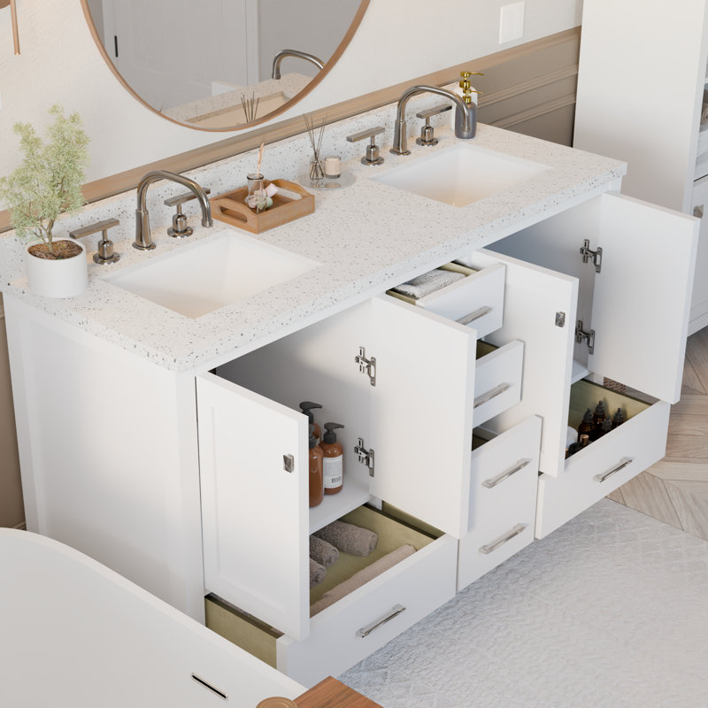 Ensemble de meuble-lavabo double 60 po Zaair, Blanc