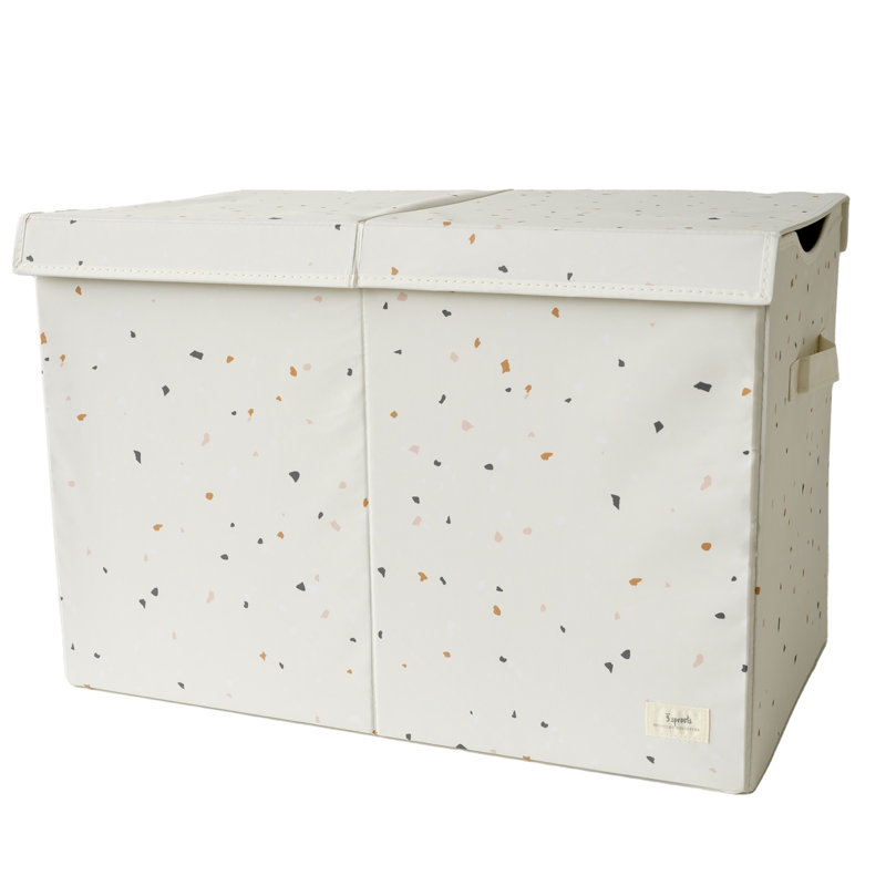3 choux - Coffre de rangement en tissu recyclé avec couvercle - Terrazzo, Crème