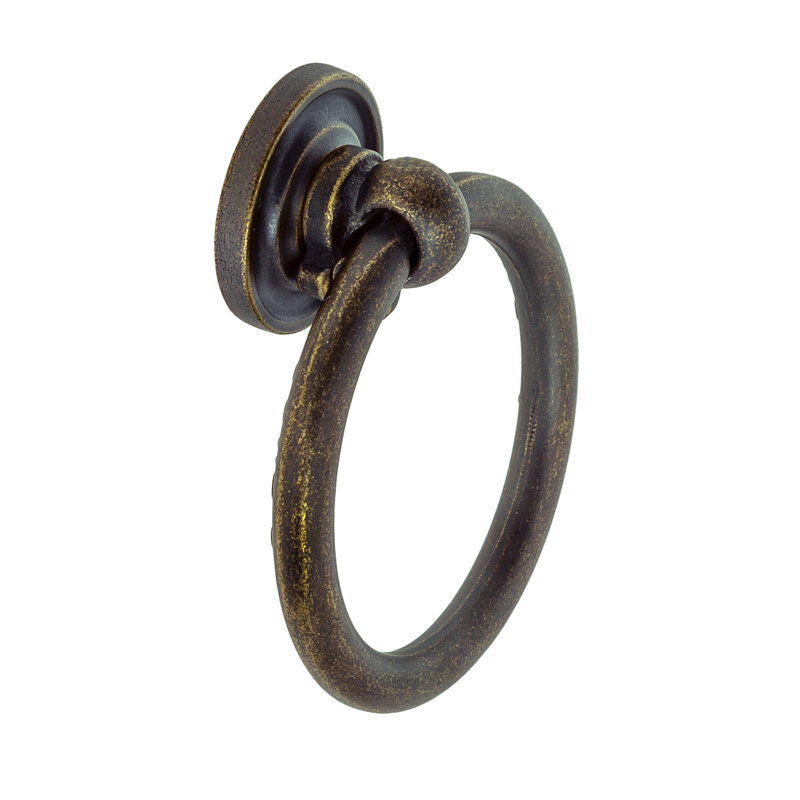 Poignée anneau en laiton antique 1-3 / 4 " , Laiton antique