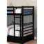 Lit superposé simple au-dessus de style transitionnel, noir, avec deux tiroirs, en bois massif et 10 pièces Lattes pour la configuration de la chambre à coucher