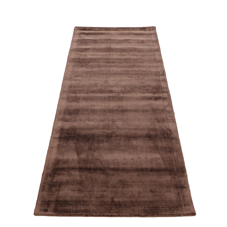 Ava Handmade Viscose Silky Solid Soft Dark Brown Rug