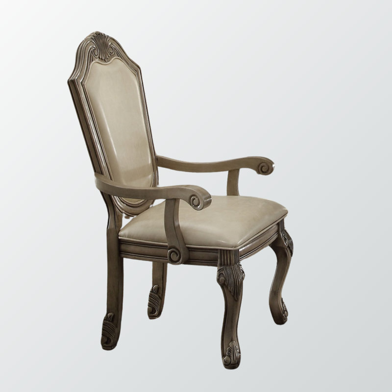 Arbour Synthetic Leather Arm Chairs (Set-2), Antique White