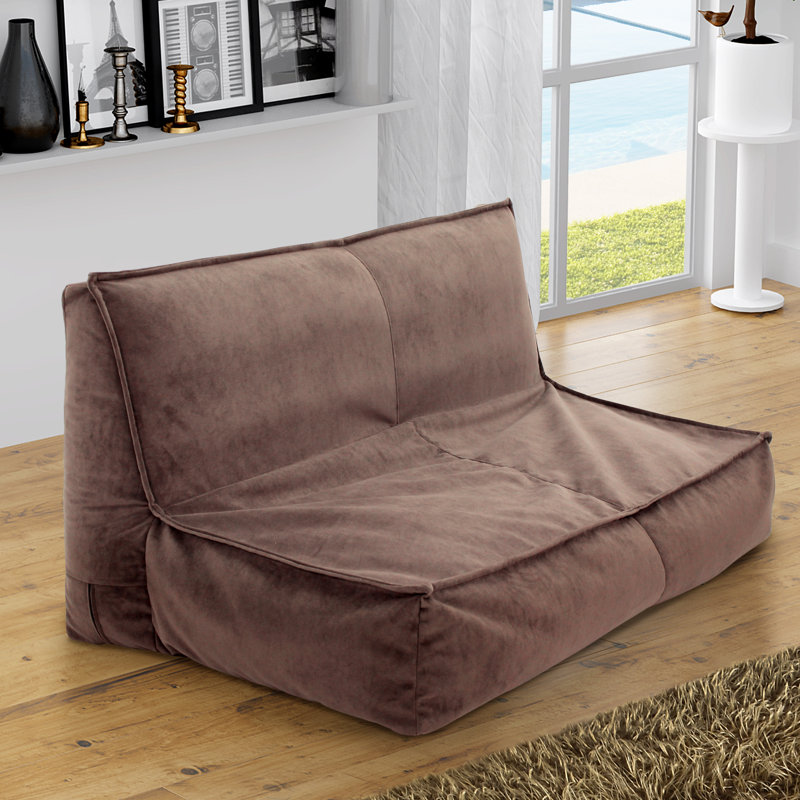 Microfiber / Microsuede Bean Bag Sofa, Mocha Microfiber/Microsuede