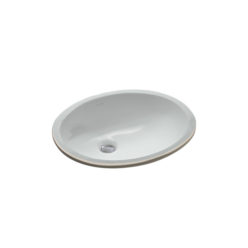 Caxton Ceramic Oval Undermount Bathroom Sink with Overflow, Ice Gray