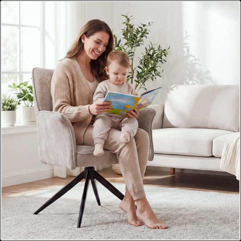 Chaise de salle à manger rotative à 360 degrés en tissu avec pieds en X - ensemble de 2, Gris, Gris