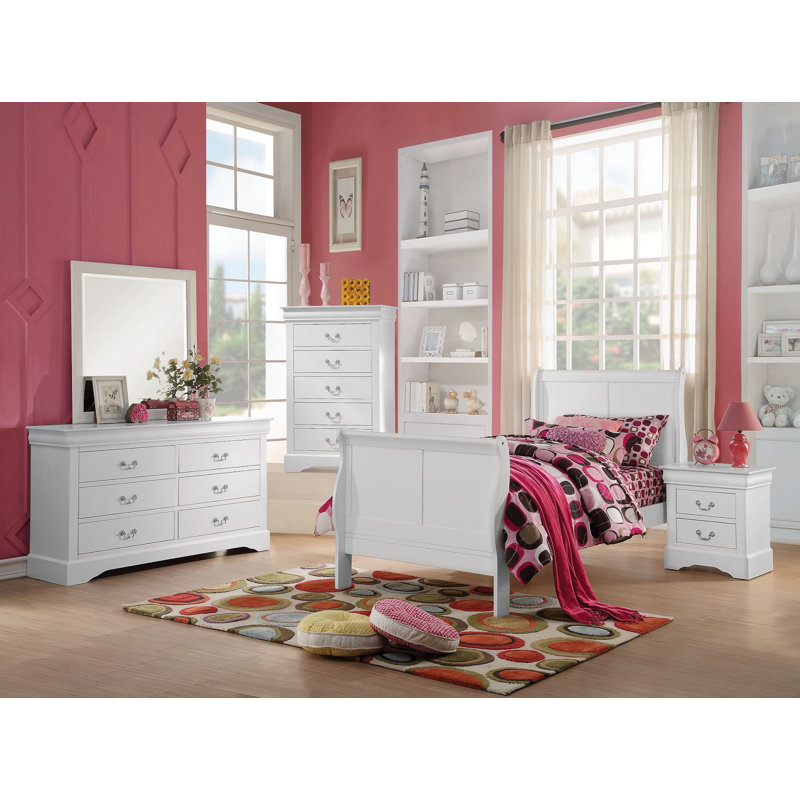 Bulera Sleigh Bed, White, Twin