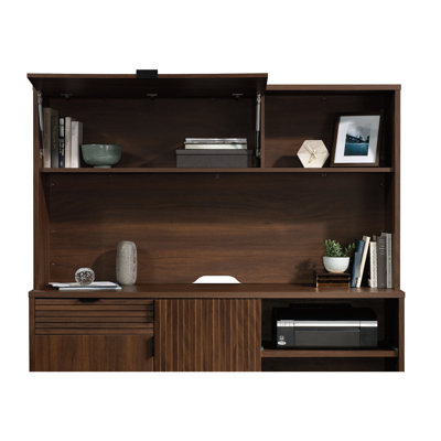 , 1" Thick Top, Brown Finish, Hidden Storage, Lid - Stay, Flip Up Door, , Business Binders, Cord Management, Engineered Wood Book