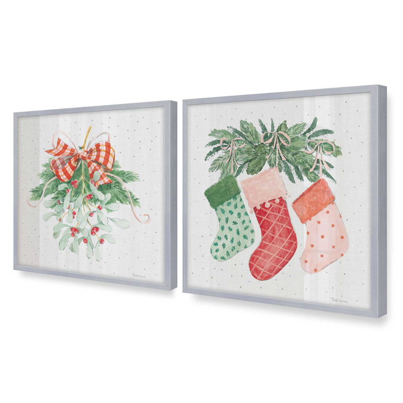Ensemble de 2 estampes festives, Chrome poli, 20 po x 20 po