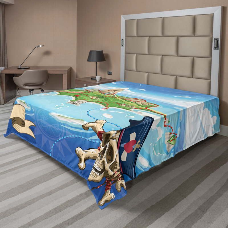 Multicolore Ambesonne, Drap plat pour très grand lit californien