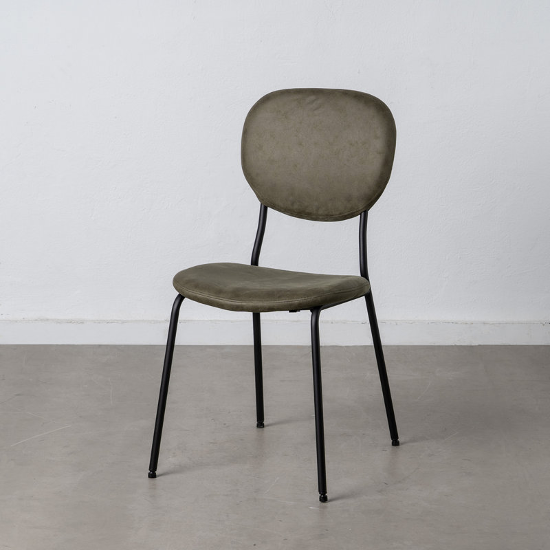 Abana Polyester Blend Upholstered Metal Side Chair, Dark Taupe
