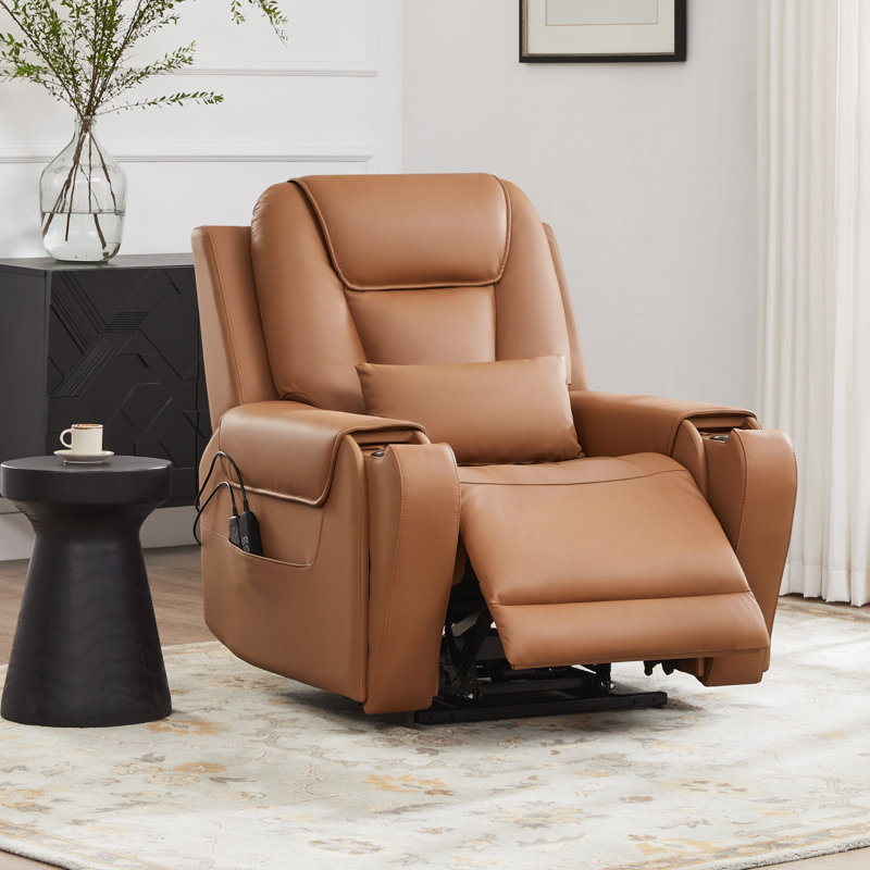 Fauteuil inclinable électrique de massage Carell, Selle de cuir