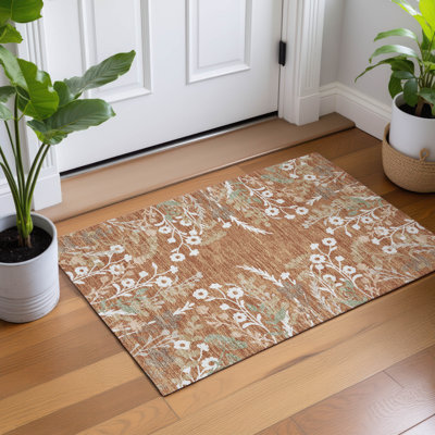 Tapis floral intérieur / extérieur lavable à la machine Bourkelands ACN2334
