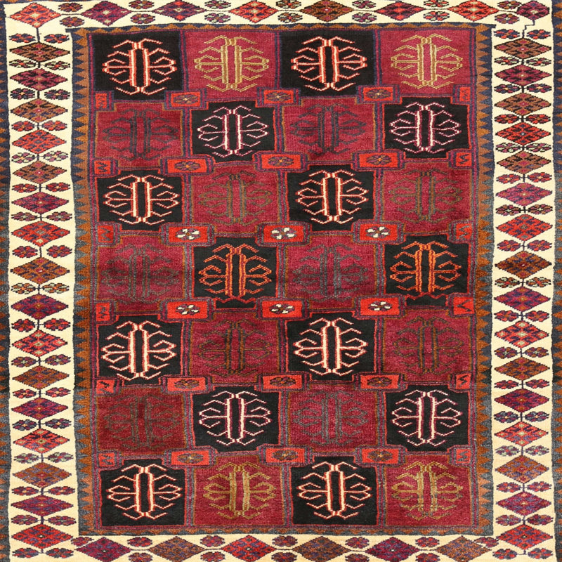Tapis rouge à motif sud-ouest, Carré 5 pi