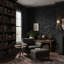 Papier peint floral, panneau décoratif noir