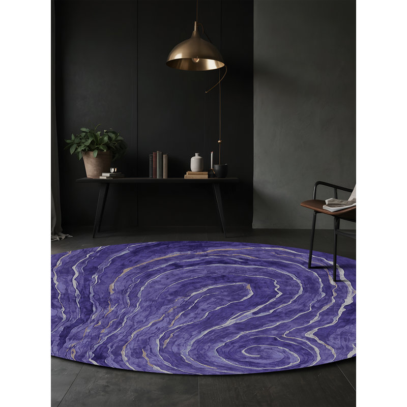 Tapis mauve lavable à la machine, Rond 5 pi