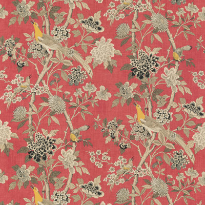 Chifu Hydrangea Bird Archive 100% Linen Performance Fabric