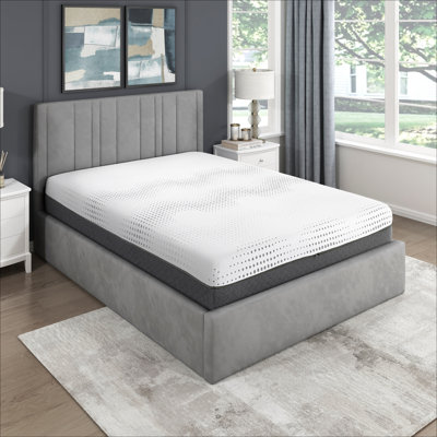 Gann 12" Modern & Contemporary Queen Green Tea Gel-Infused Memory Foam Hybrid Mattress with Charcoal Infused Base, Firm Comfort Level