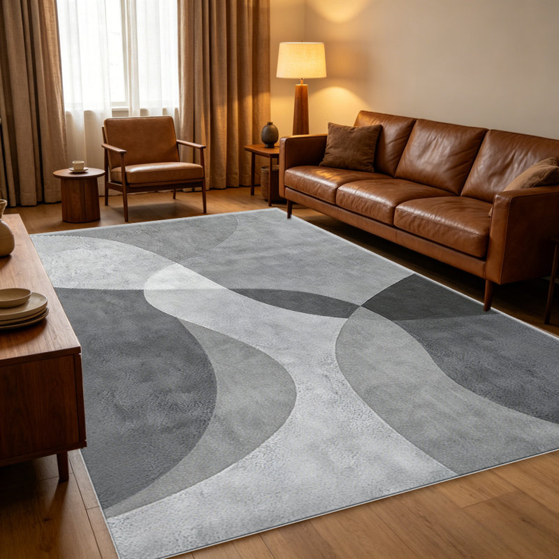 Grey Wave Abstract   area rugs for Living Room, Soft and Comfortable, Suitable for all seasons, easy to maintain, machine washable Indoor floor mat, Under Table Farmhouse suitable for Bedroom, Dining Room, Study,  Balcony, Home Decor Patio