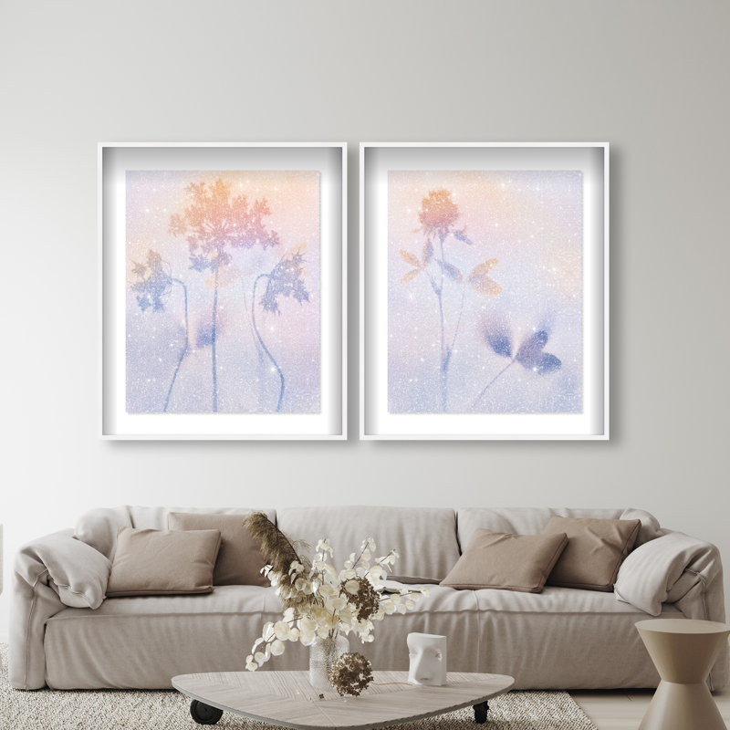 Lavender Shadows Set Framed Graphic Art, 25.5"H x 21.5"W, White Shadowbox