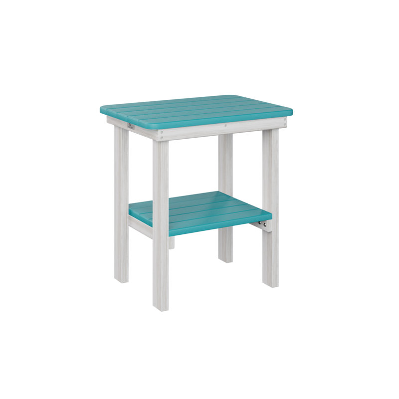 Outdoor Rectangle Side Table, Seashell, Aruba Blue