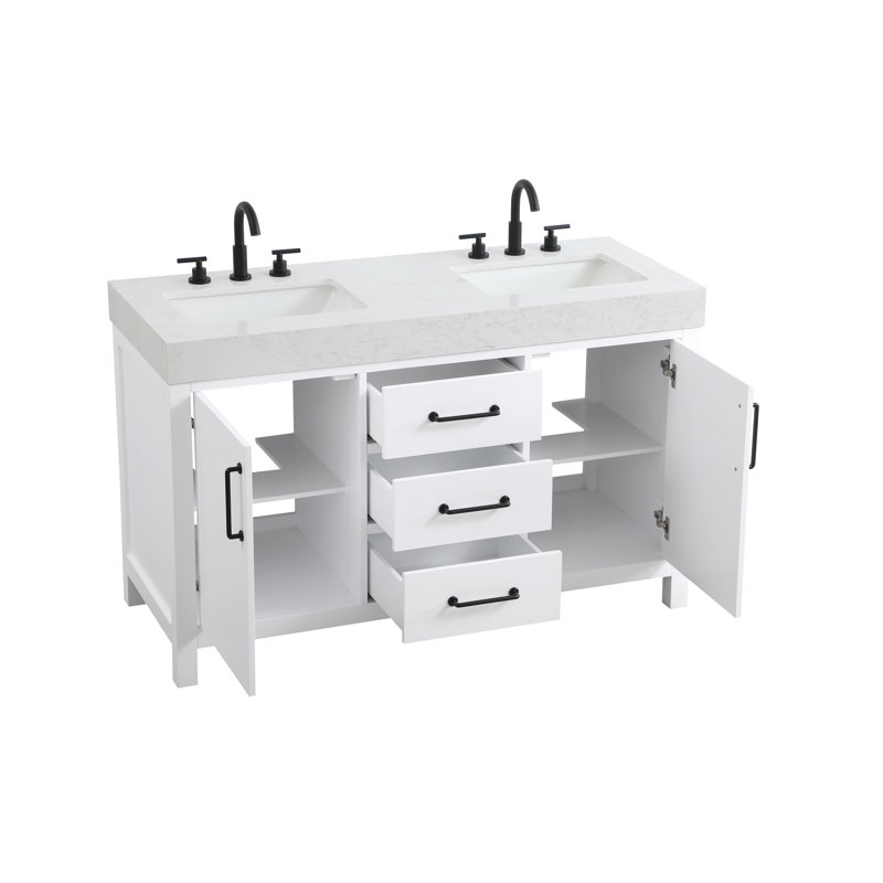 Meuble-lavabo double 54 po_Traditional_VF60654, Blanc