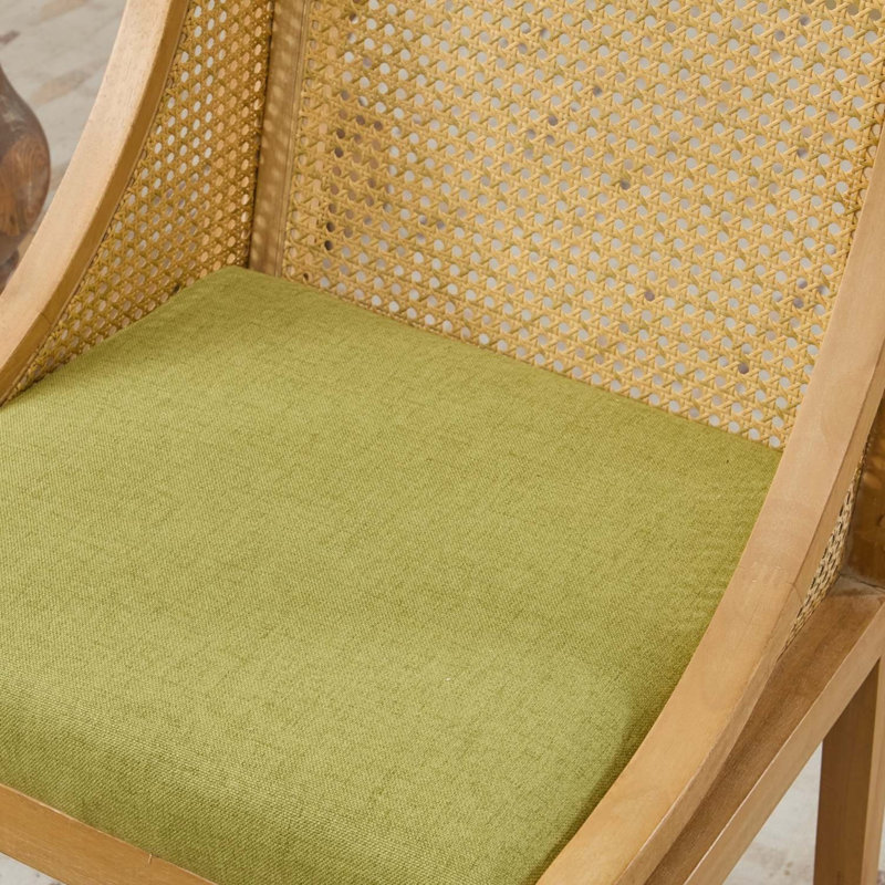 Chaises d'appoint rembourrées en bois massif de style rustique en rotin, Vert