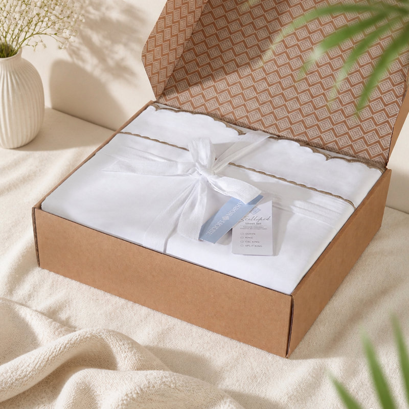 4 Pieces King Cotton Sheet Set with Linen Aesthetic