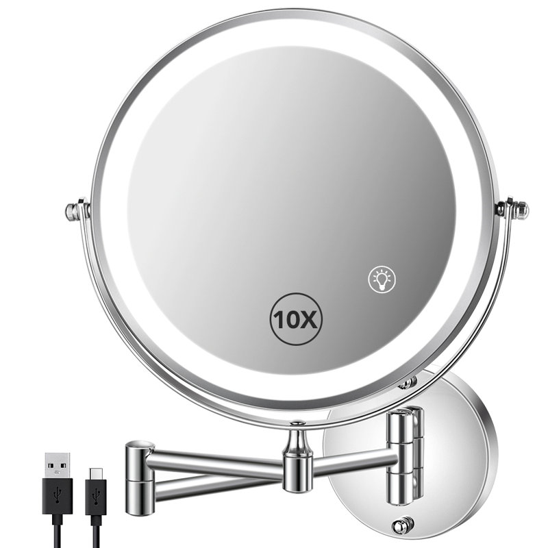 Miroir de maquillage mural rond 8,5 ", Chrome chrome