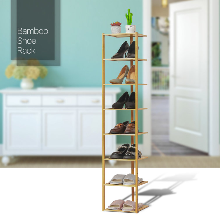 8 Tiers Corner Bamboo Shoe Rack, Storage Shoes Stand 8 Pairs Organizer  Stand for Entryway Bedroom