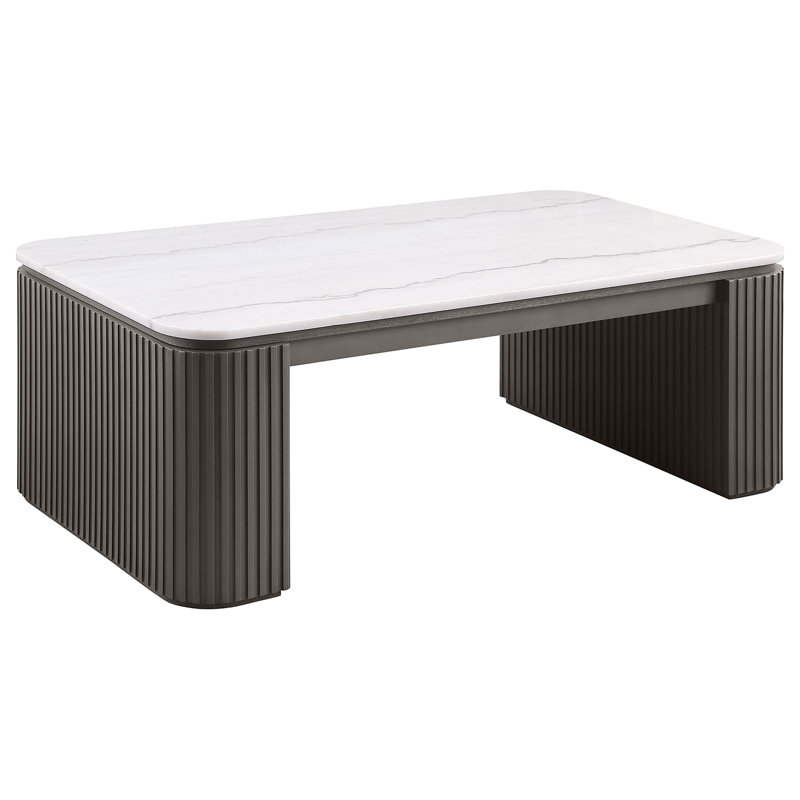 Table basse rectangulaire à plateau en marbre gris anthracite Lior