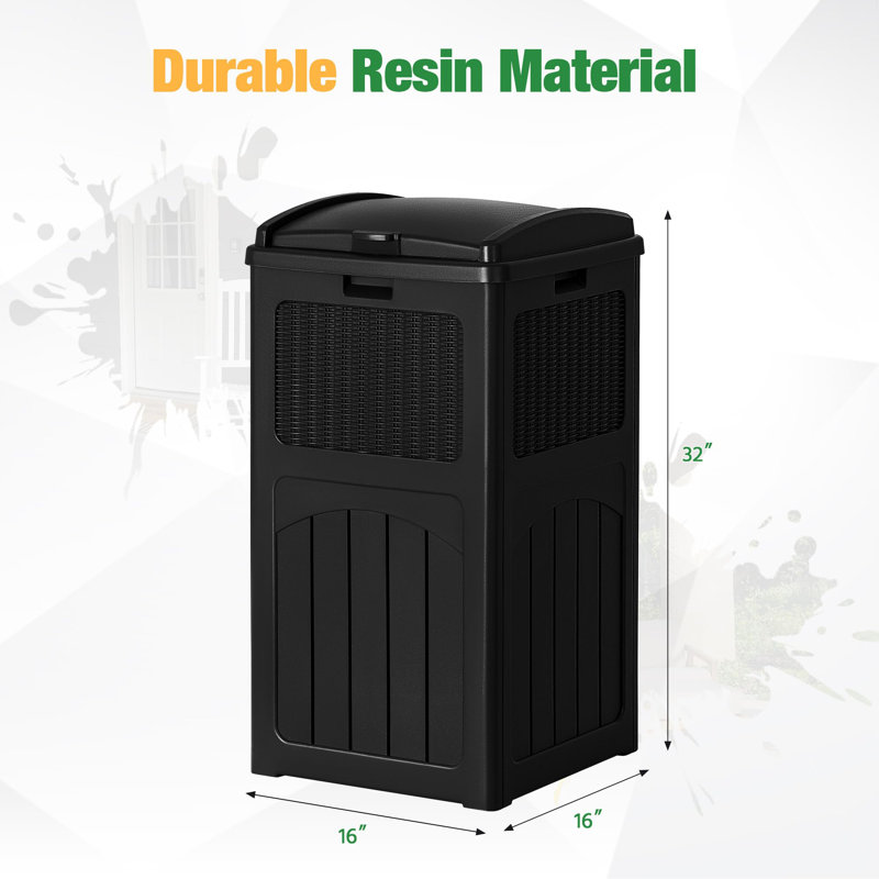 30 Gallon Trash Can, Black