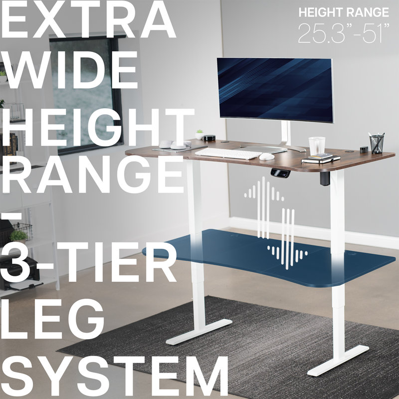 Elevate 63" Vintage Brown and White Electric Adjustable Desk with Touch Screen
