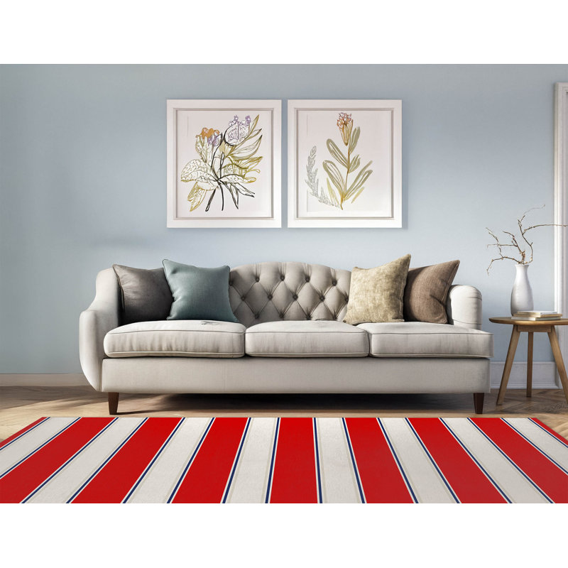Jonsson Stripe Indoor Non-Slip Area Rug, Rectangle 3' x 5'