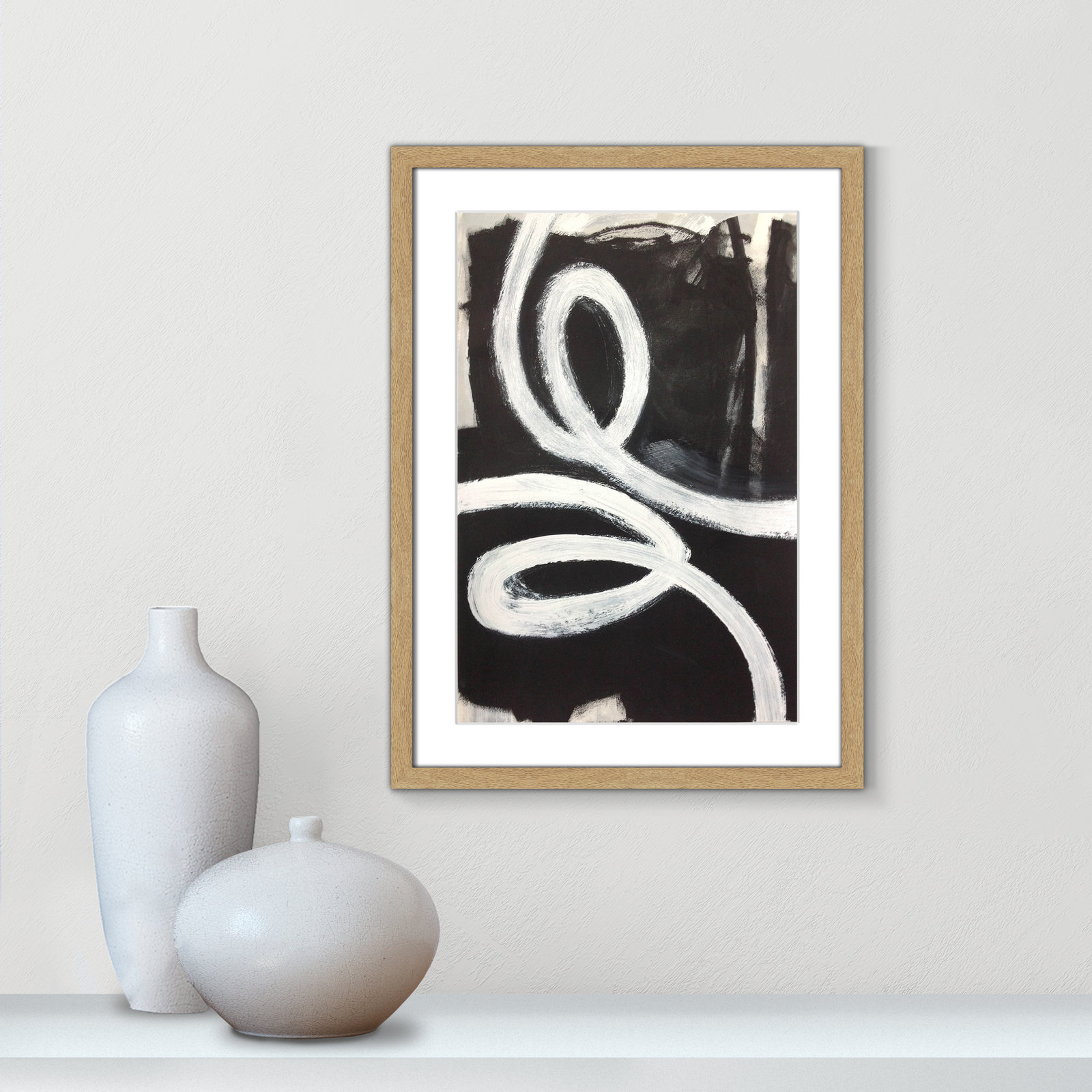 Swirly Swirls I by Casa Fine Arts, 23" H x 17" W x 0" D, Natural Woodgrain Picture Framed