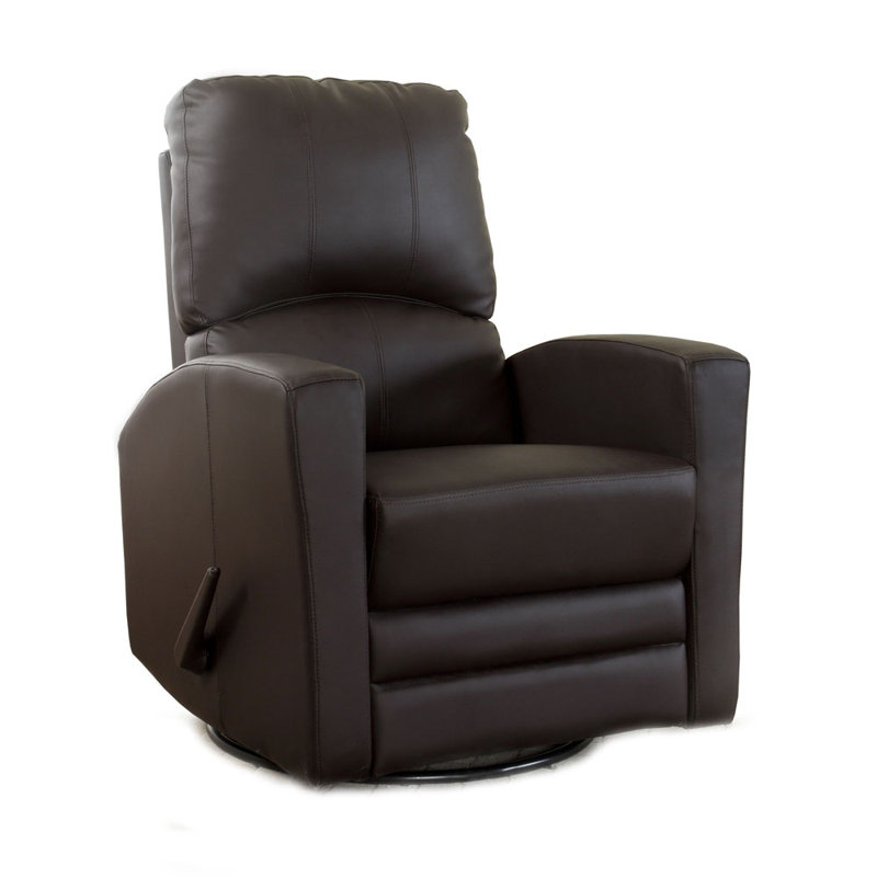 Vegan Leather Swivel Reclining Glider, Java Brown