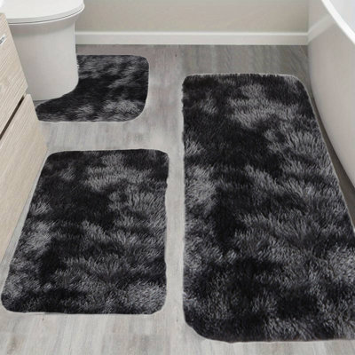 Bathroom Rugs Sets 3 Piece Soft Comfortable Water Absorption Non-Slip Bath Mats 3 Set
