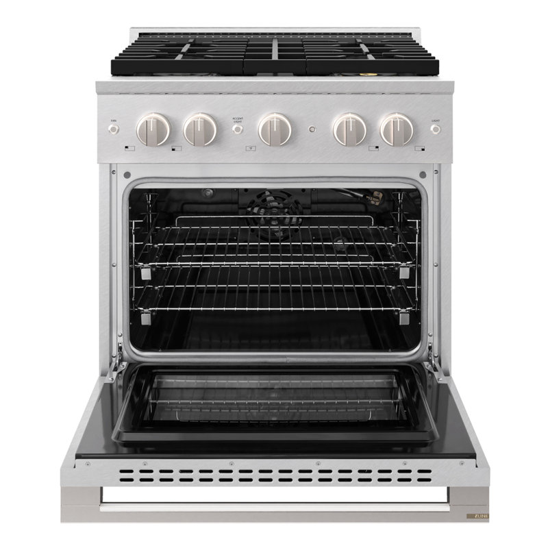 Zline Autograph 30 in. Marino Gas DuoPro Range in Steel Accents, Satin Stainless Steel, Stainless Steel