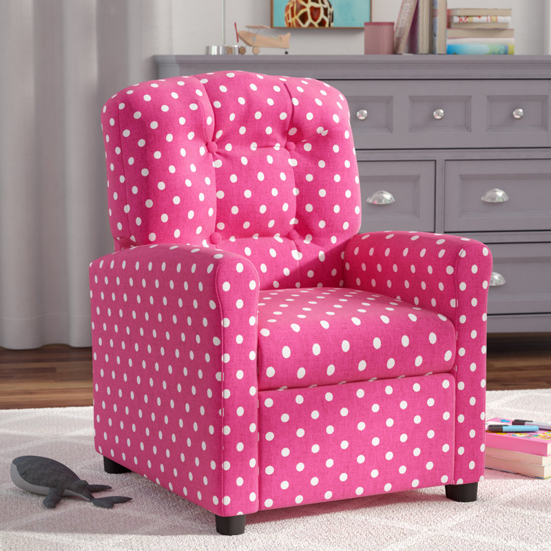 Cyion Kids 13'' Recliner Chair and Ottoman, Candy Pink