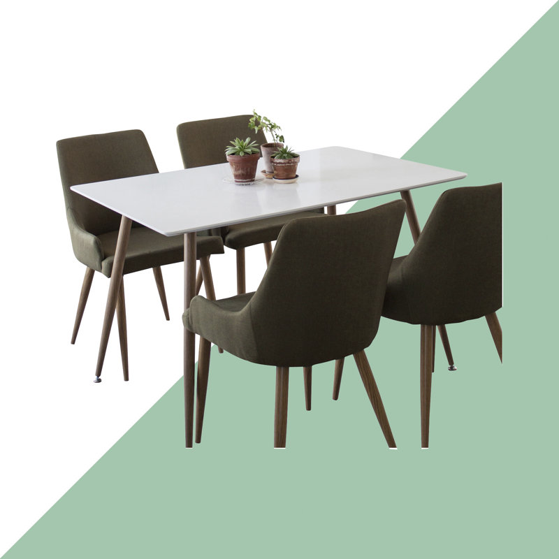 Belue 4 -Person Dining Set, Moss Green/Oak, Oak