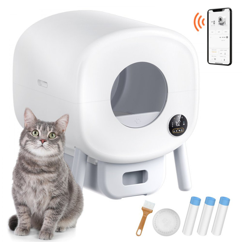 Litière auto-nettoyante pour chat 75L avec capteur de contrôle des odeurs
