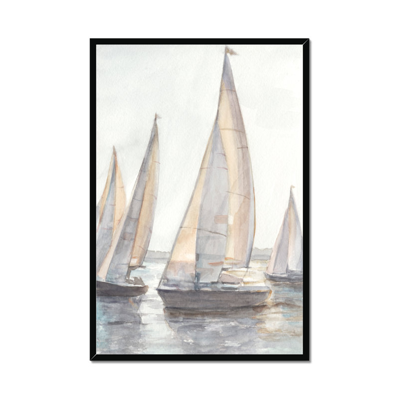 Plein Air Sailboats I by Ethan Harper - Painting, 34cm H x 24cm W, Black Framed Paper Print
