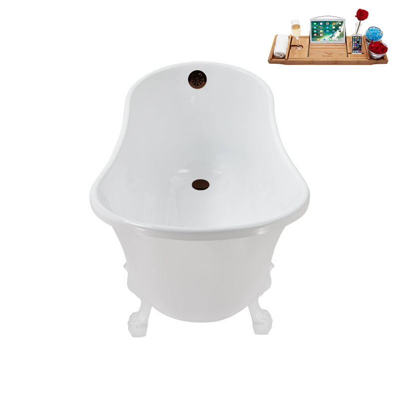 51.2'' x 25.6'' Soaking Acrylic Bathtub, Glossy White, Matte Oil Rubbed Bronze