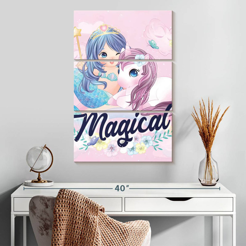 Ashelle sirène et licorne, H 32 po x l 20 po