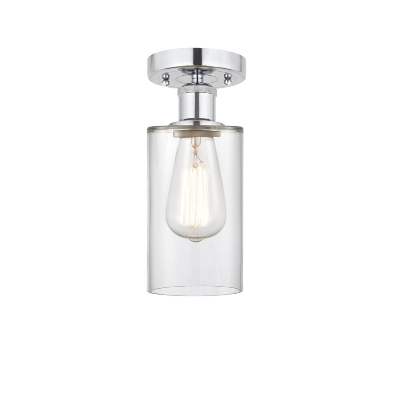 Caldello Glass Semi Flush Mount, Clear, Polished Chrome