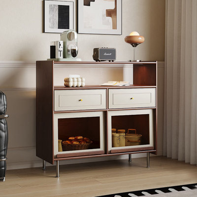 40.94"Modern Minimalist Solid Wood Sideboard Cabinet with Storage Drawers