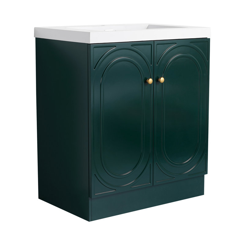 Meuble-lavabo sur pied 30 po avec lavabo en résine, Vert foncé