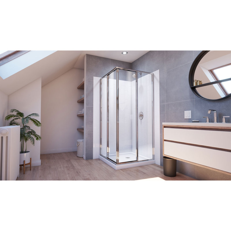 Ensemble de douche rectangulaire 36 x 36 x 78, Chrome