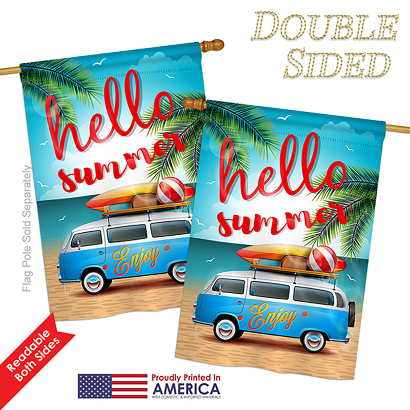 Drapeau de maison en polyester 40 x 28 po Randle Hello Summer